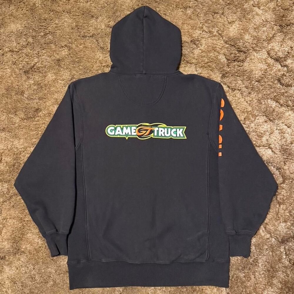 Y2K Game Truck Heavyweight Zip Up Hoodie Black Large